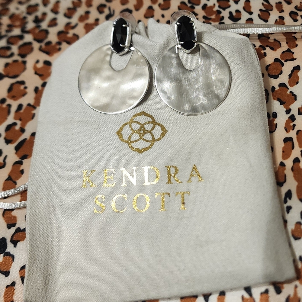 Kendra Scott Silver and Black Deena Statement Earrings